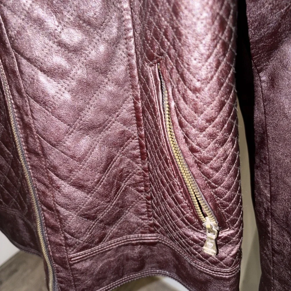 GUESS Los Angeles Women's Faux Leather Moto Jacket Dark Brown Size‎ XL NWT Chic